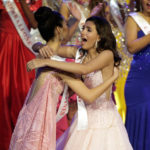 Miss Puerto Rico Stephanie Del Valle is hugged by Miss Philippines Catriona Elisa Gray after winning the Miss World 2016 Competition in Oxen Hill, Maryland.