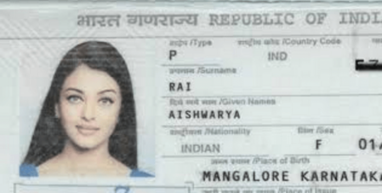 Aishwariya Rai Passport photo