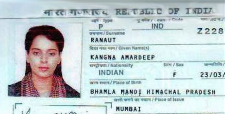 Kangana Ranaut Passport photo
