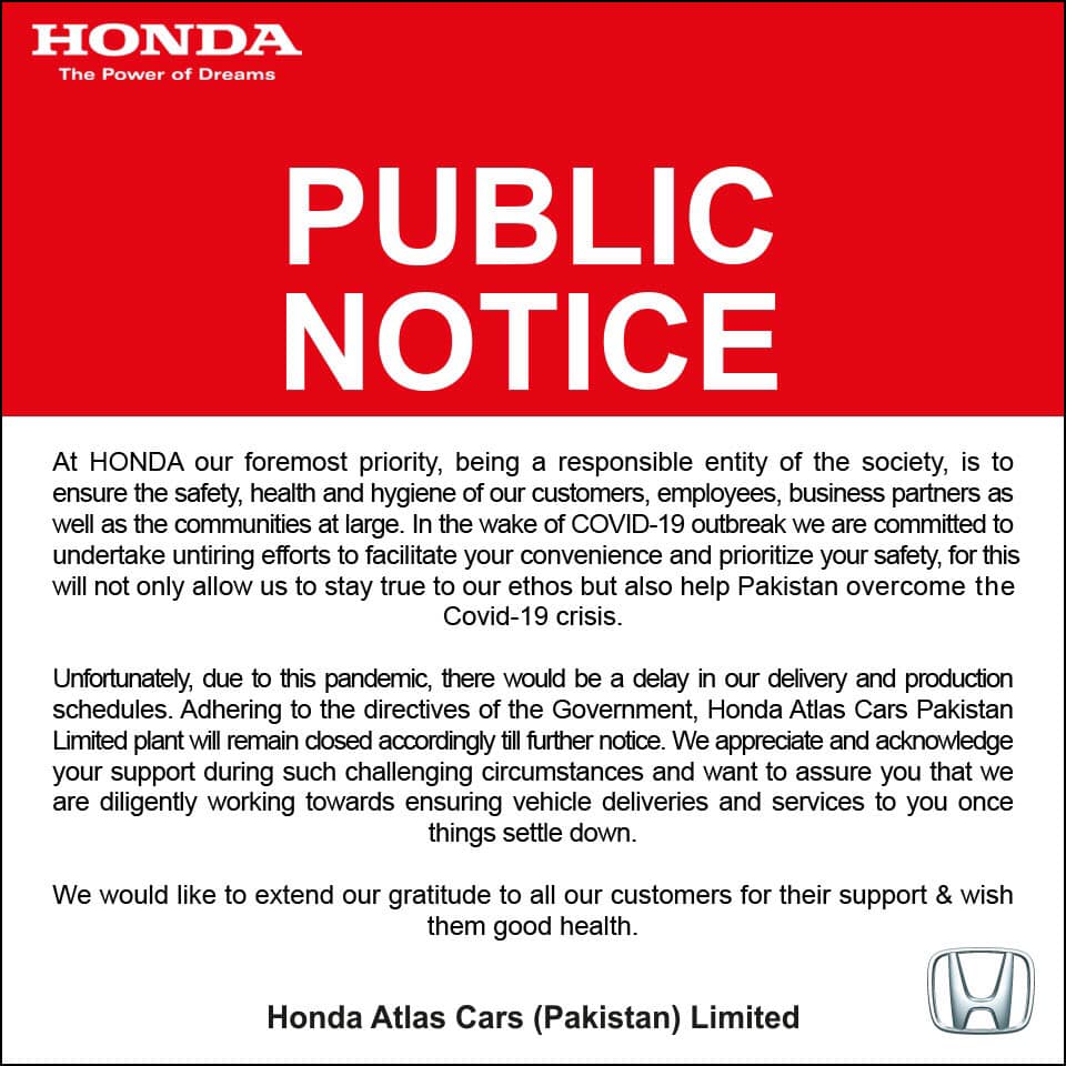 Atlas Honda Shutting Down its manufacturing plant