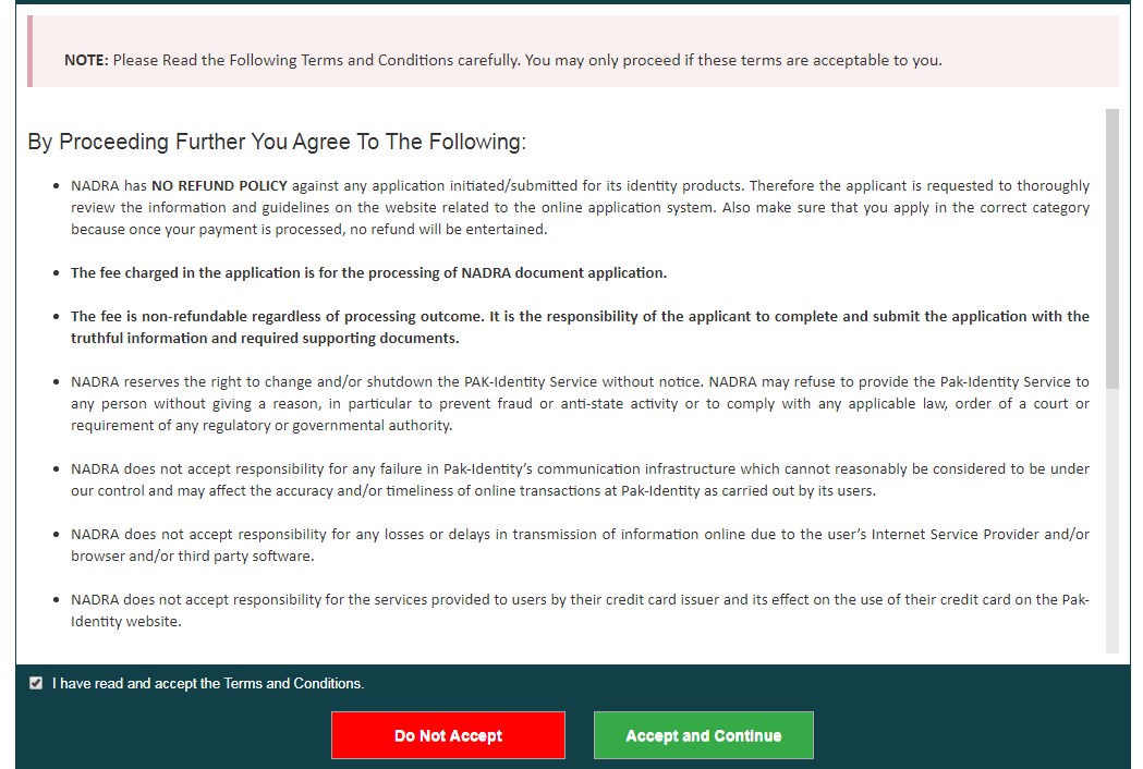 agreement nadra website registeration
