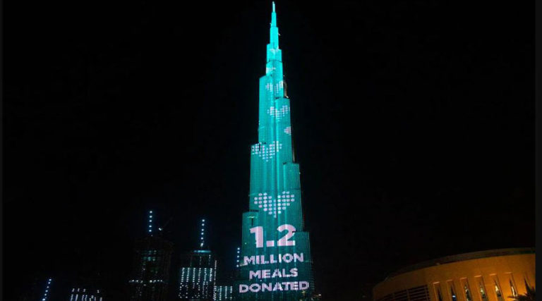 Burj Khalifa Fully illuminated for World's Tallest Donation Box Campaign