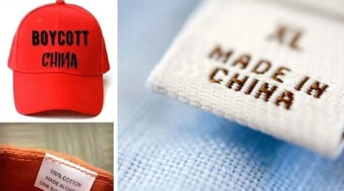 China manufacturing ‘Boycott China’ Caps and T-Shirts for India