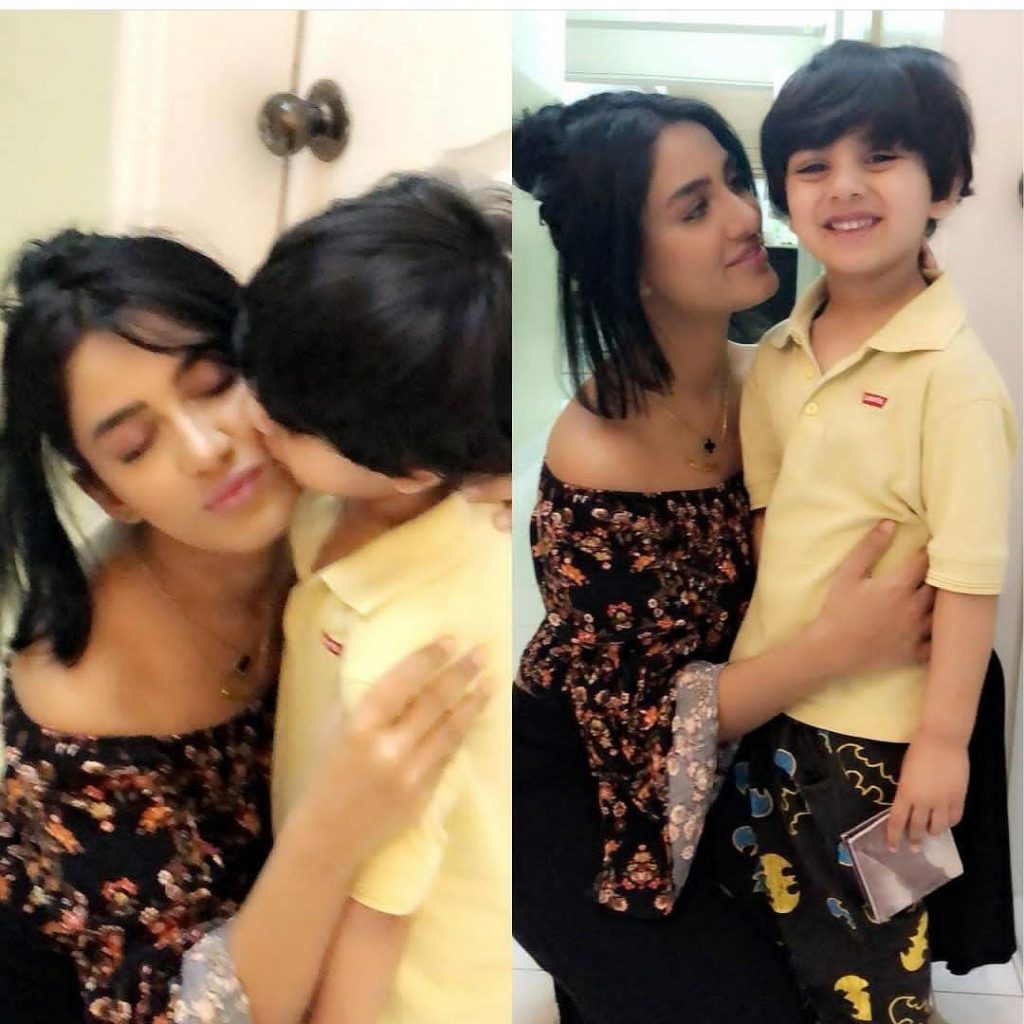 mathira with her son