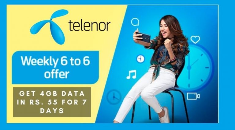 Telenor Weekly 6 to 6 Offer: Get 4GB Data in Rs. 55 for 7 Days
