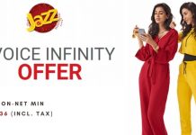 Jazz Voice Infinity Offer: Get 100 On-net Min in Rs. 36 for 180 Days Jazz Voice Infinity Offer