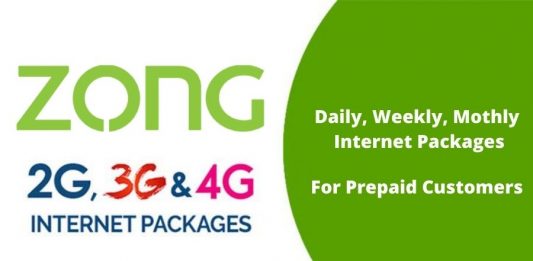 Zong Internet Packages: Daily, Weekly & Monthly 3G/4G Packages
