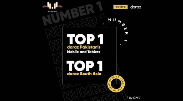 Realme Pakistan ranked Top 1 Smartphone Brand by GMV for Daraz 11.11 Sale