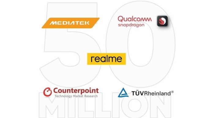 Realme '50 Million Sales Record' receives Praises from Top Industry Partners