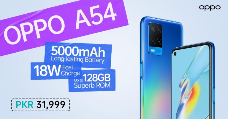 OPPO A54 gets Launched in Pakistan