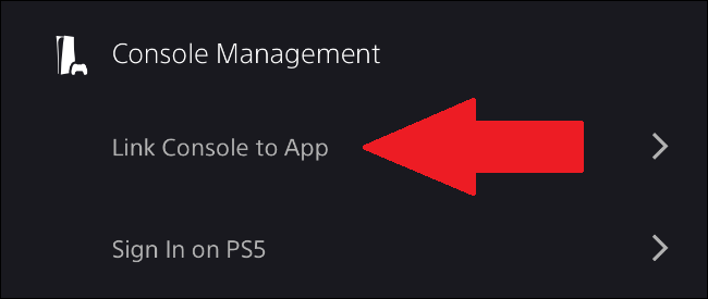 PS5 App Link Console