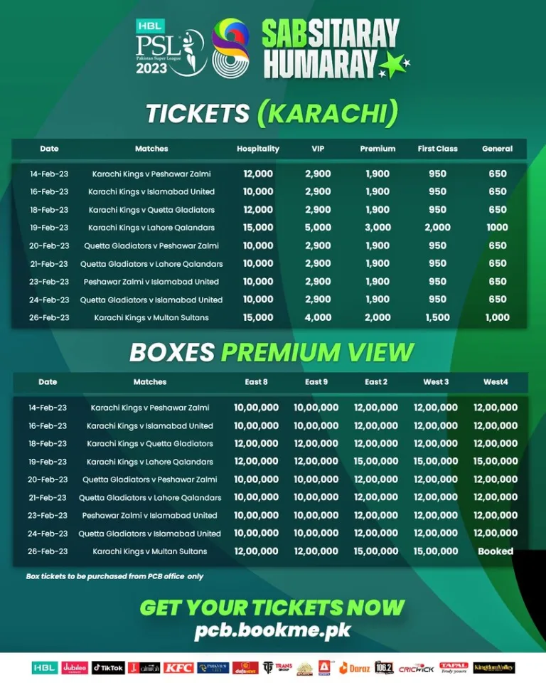 PSL 8 Karachi Tickets